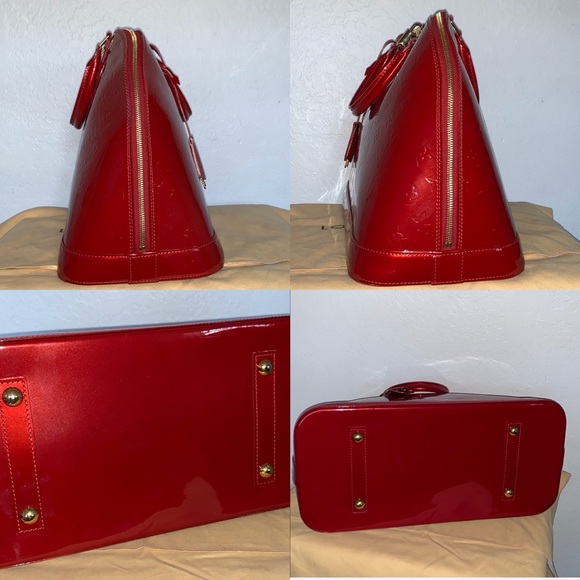 Authentic Louis Vuitton Red Vernis Alma Bag Purse. - Picture 6 of 12